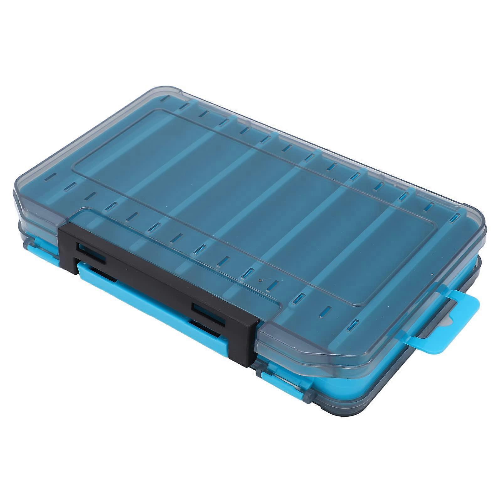 Fishing Bait Box Blue, Double-Sided Plastic Bait Storage, Anti-Lost and Wear-Resistant with Handle for Quick Access