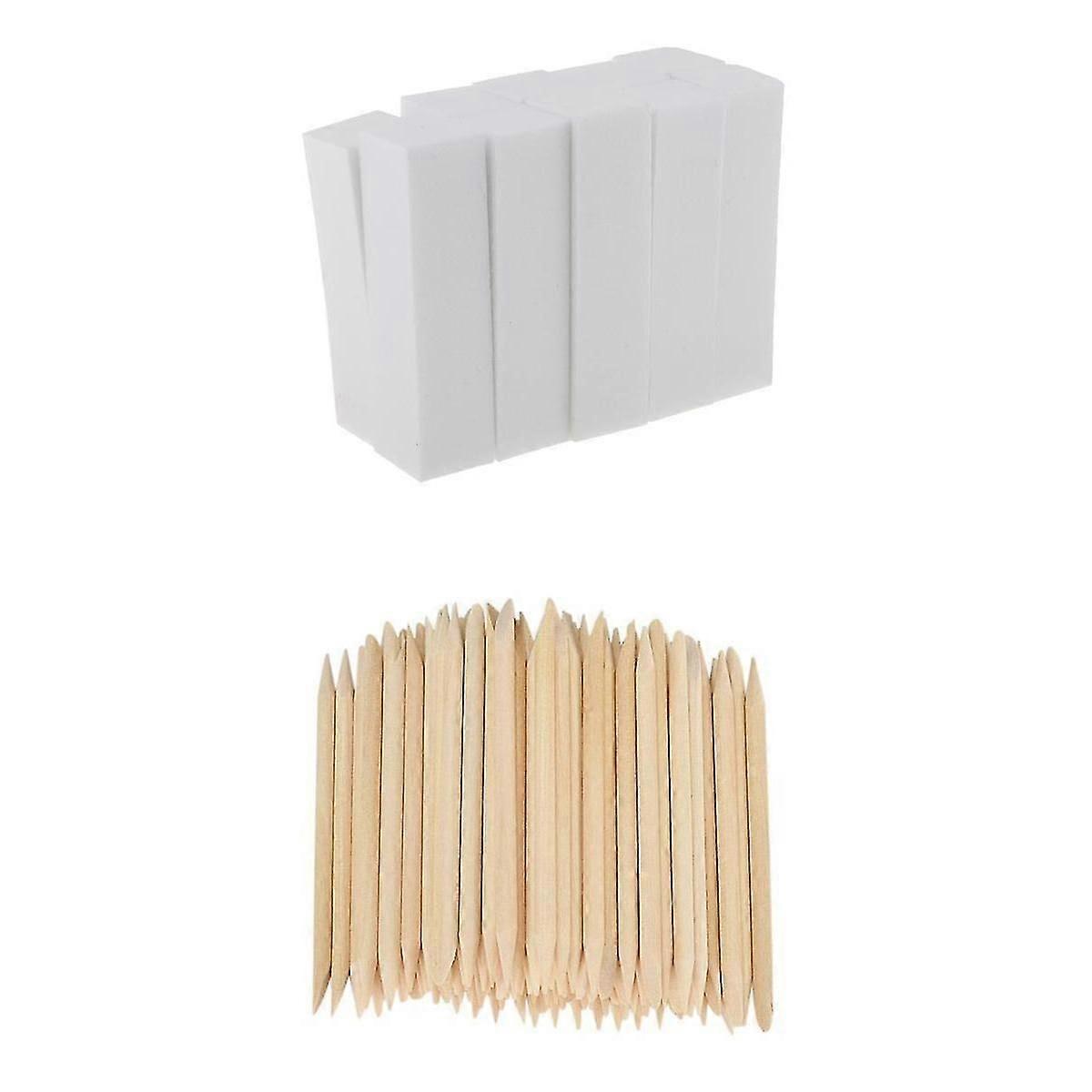 100x μίας χρήσης Cuticle Pusher Remover+10x μπλοκ buffer αρχείων λείανσης νυχιών