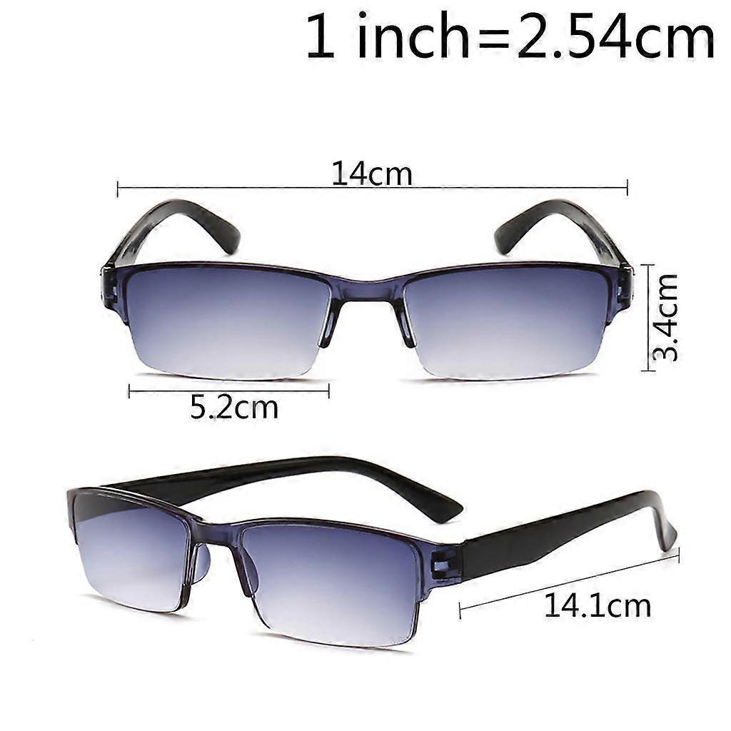 Retro Ultra-light Resin Eyeglasses Reading Glasses Rectangular Half-frame Unisex Double-focus Two-color