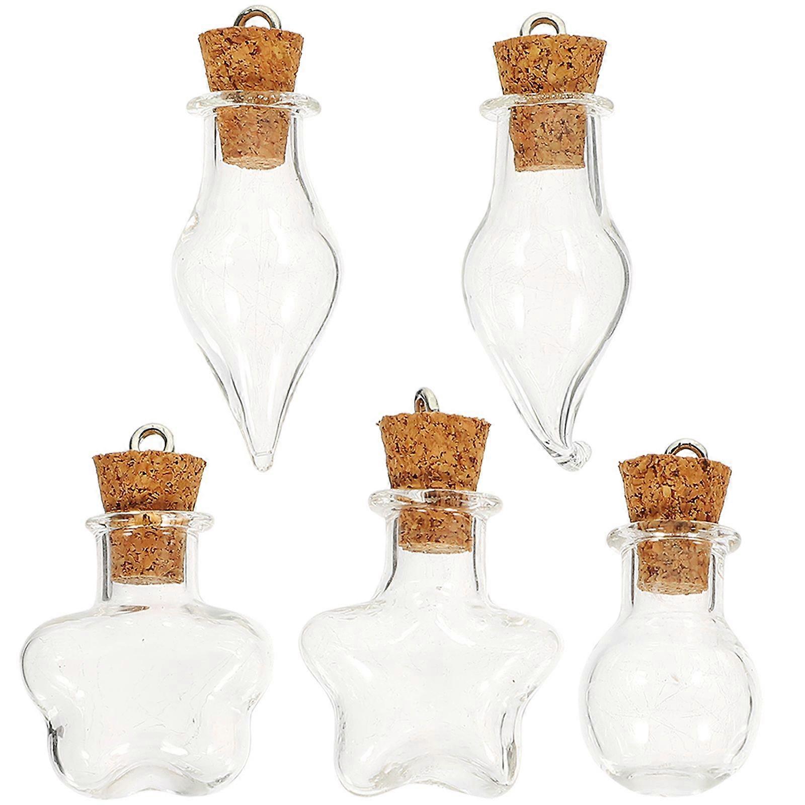 5 Sets of Decorative Cork Bottles Multi-function Wish Bottles Delicate Mini Bottles