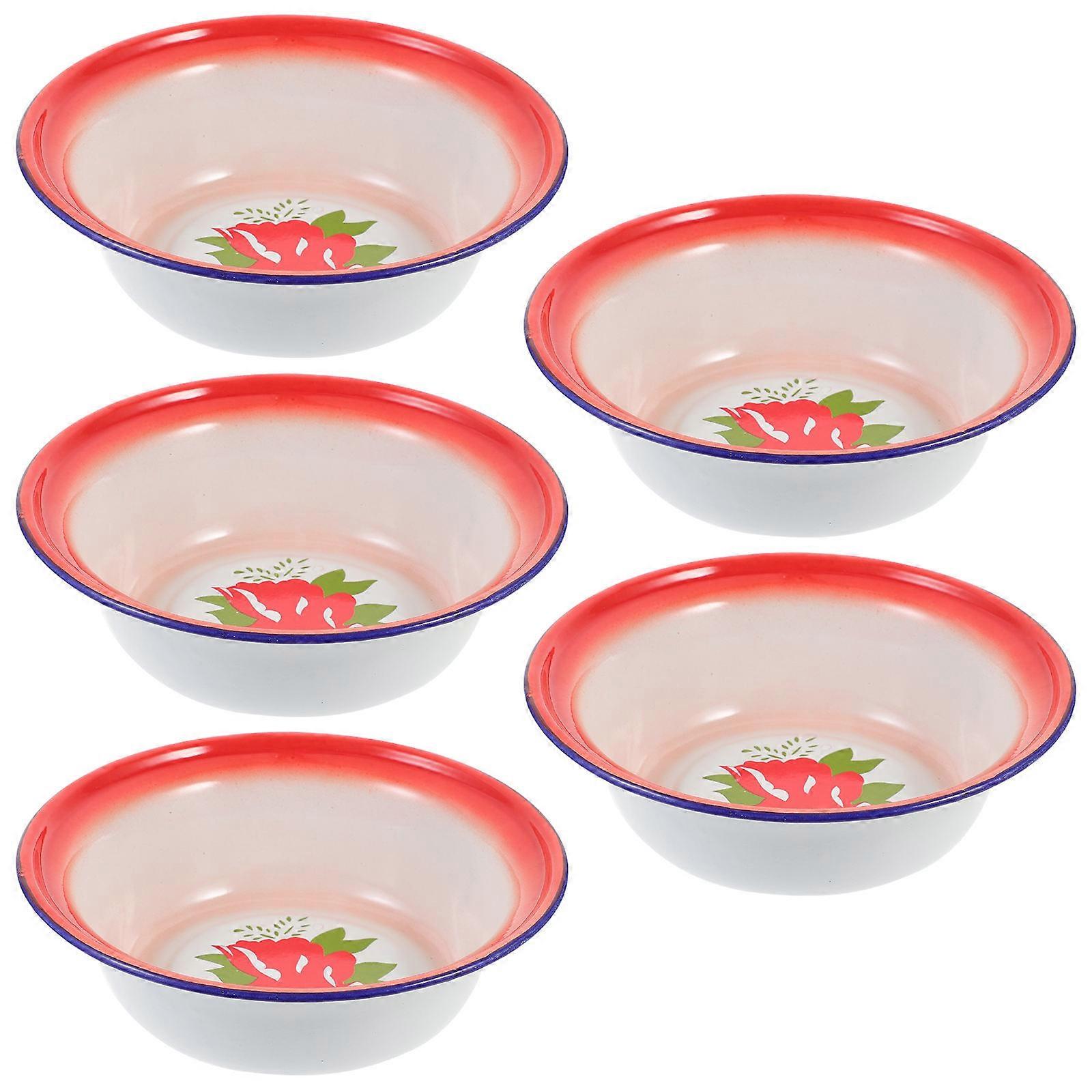 Enamelware Bowls For Soup Serving And Fruit Serving 5Pcs 7.9X7.9X2.2in