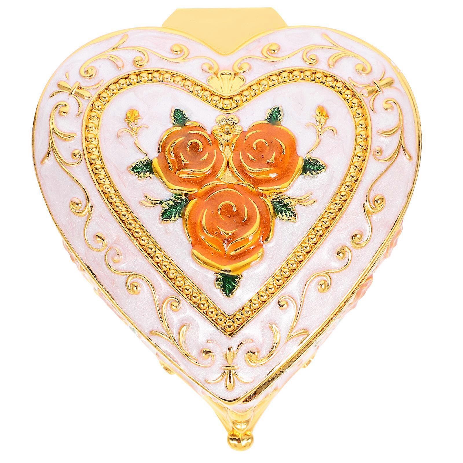 Jewelry Trinket Box Metal Box Storage Organizer Case Rectangular Enamel Coating Dressing Table 1Set