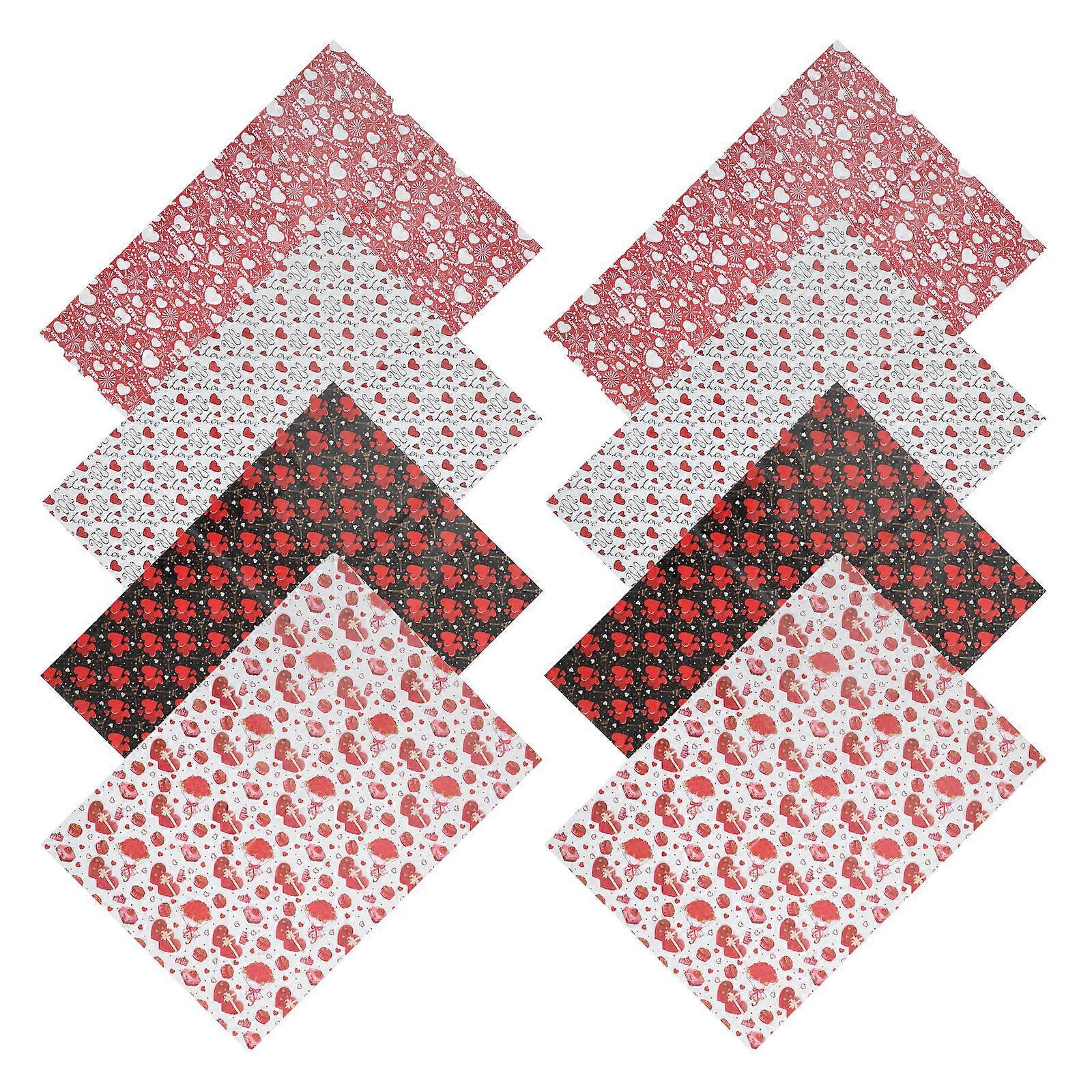Heart Print Design present Wrapping Paper Multi Color Romantic Style 70.00X50.00X0.10CM 8Pcs