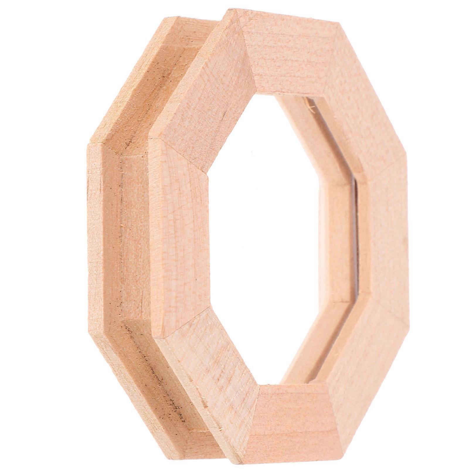 Octagonal Window For Dollhouse Mini Furniture Plain Simple And Elegant Style Khaki Color 5.90X5.90X0.70CM 1Set