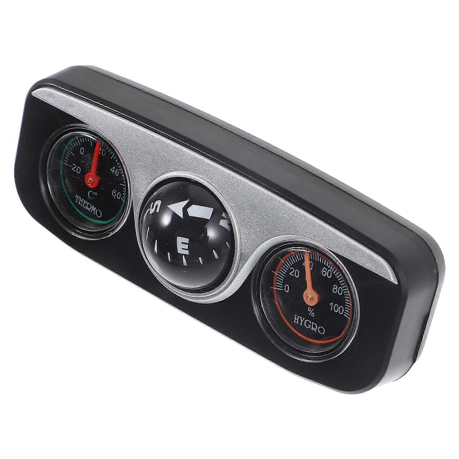 Compact ABS Car Compass with Real Time Thermometer Hygrometer for Car Use Black 4 5 Inch
