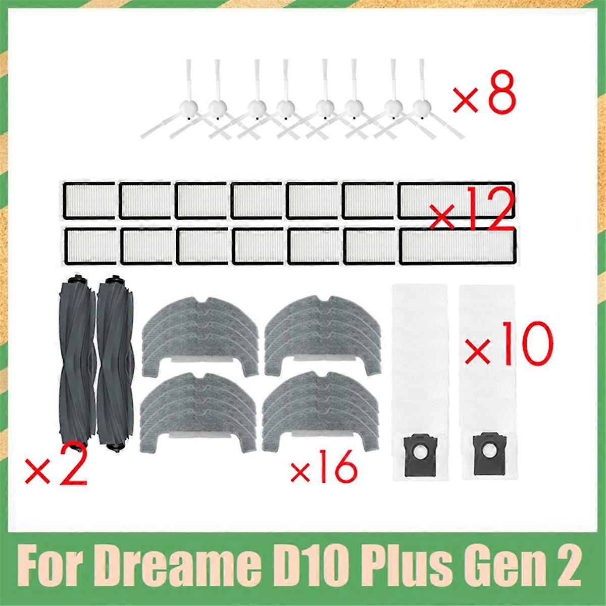 For D10 Plus Gen 2 RLD32GD Replace Parts Accessories Rubber Brush Side Brush Hepa Filter Mop Cloth