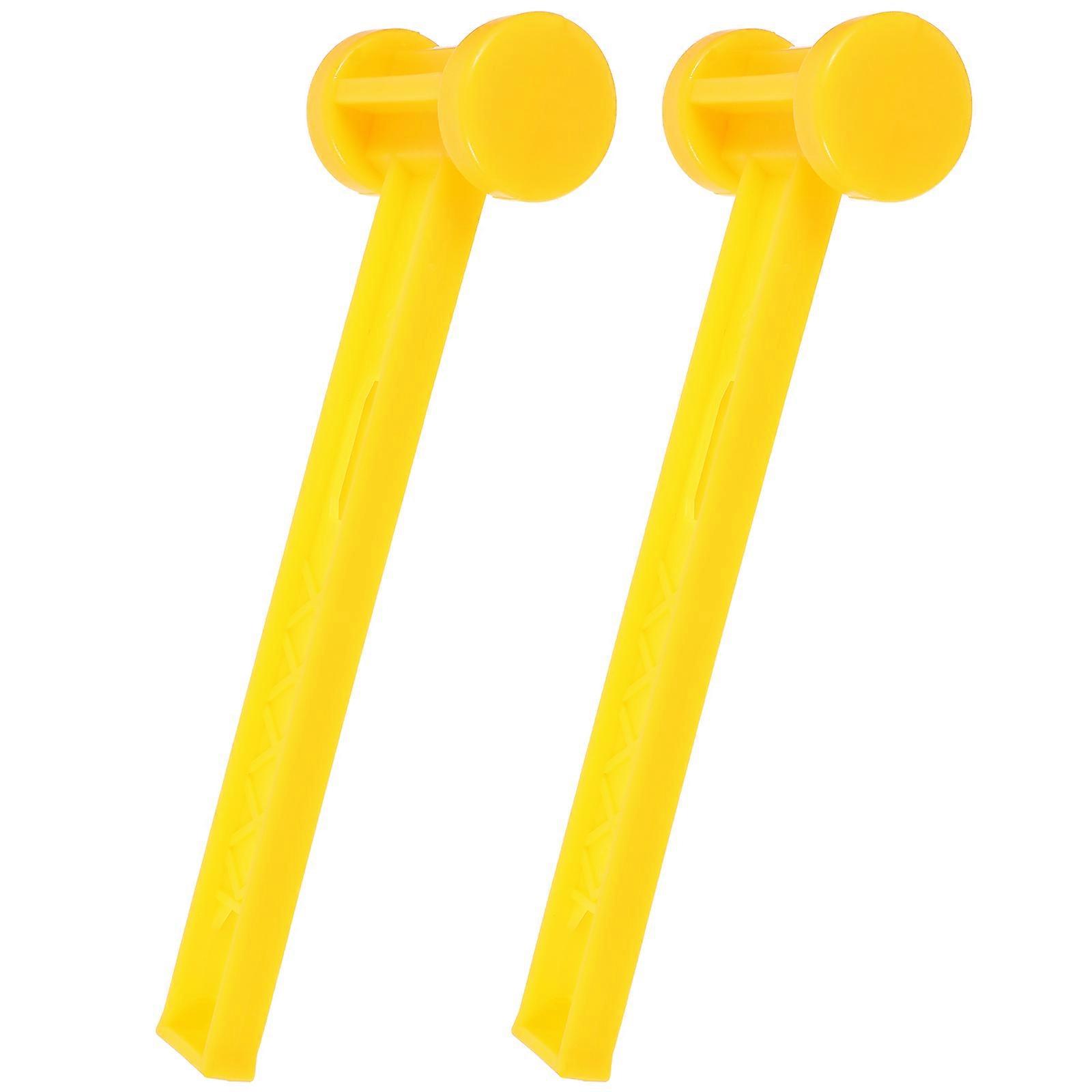Yellow PE Tent Hammer for Camping with Function and Durable Striking Head 2 Pcs