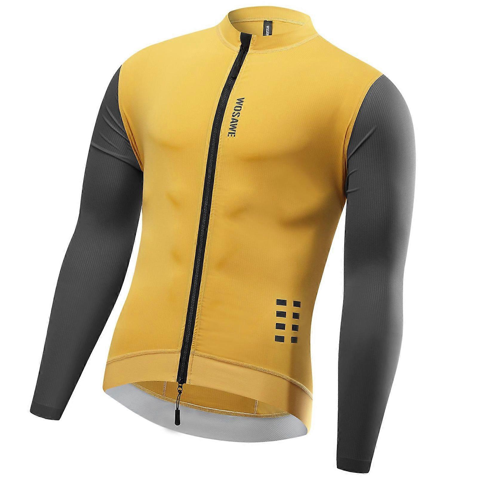 Męska koszulka rowerowa z długimi rękawami Koszulka rowerowa szosowa Odblaskowa, oddychająca koszulka rowerowaYMQX)