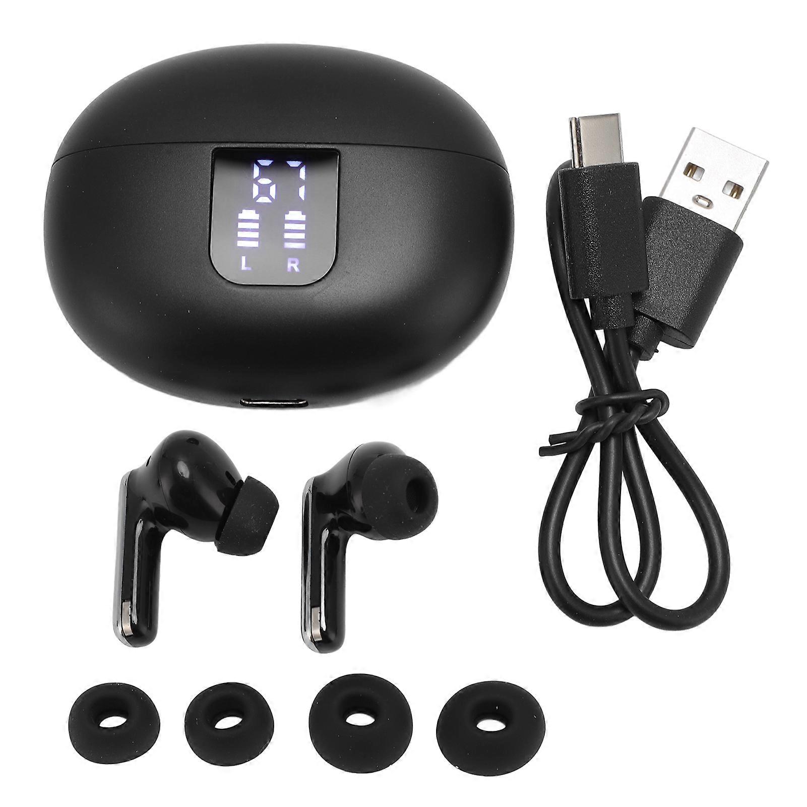 Black Wireless Earbuds with Bluetooth 5.4, Noise Reduction, EQ Equalizer, Long Battery Life