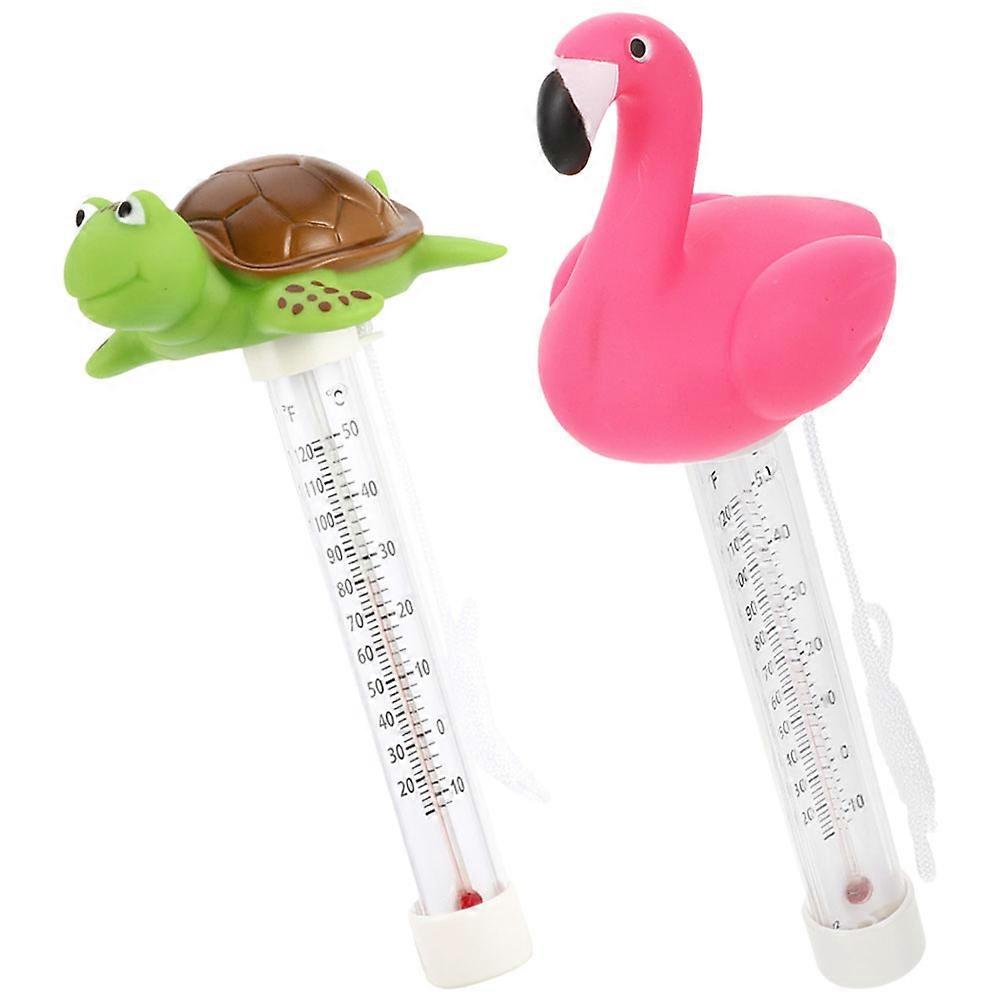 Spa Thermometer Floating Dual Temperature Display Flamingo Shape Assorted Color 2Pcs