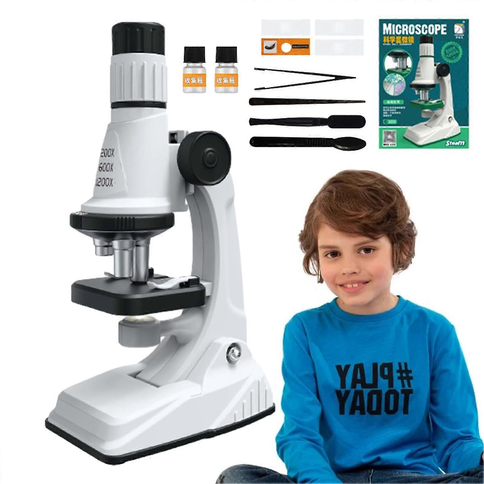Microscope Set for Kids - Portable 1200X HD Imaging Experiment Kit for Home, Outdoor, Laboratory and Classroom Use