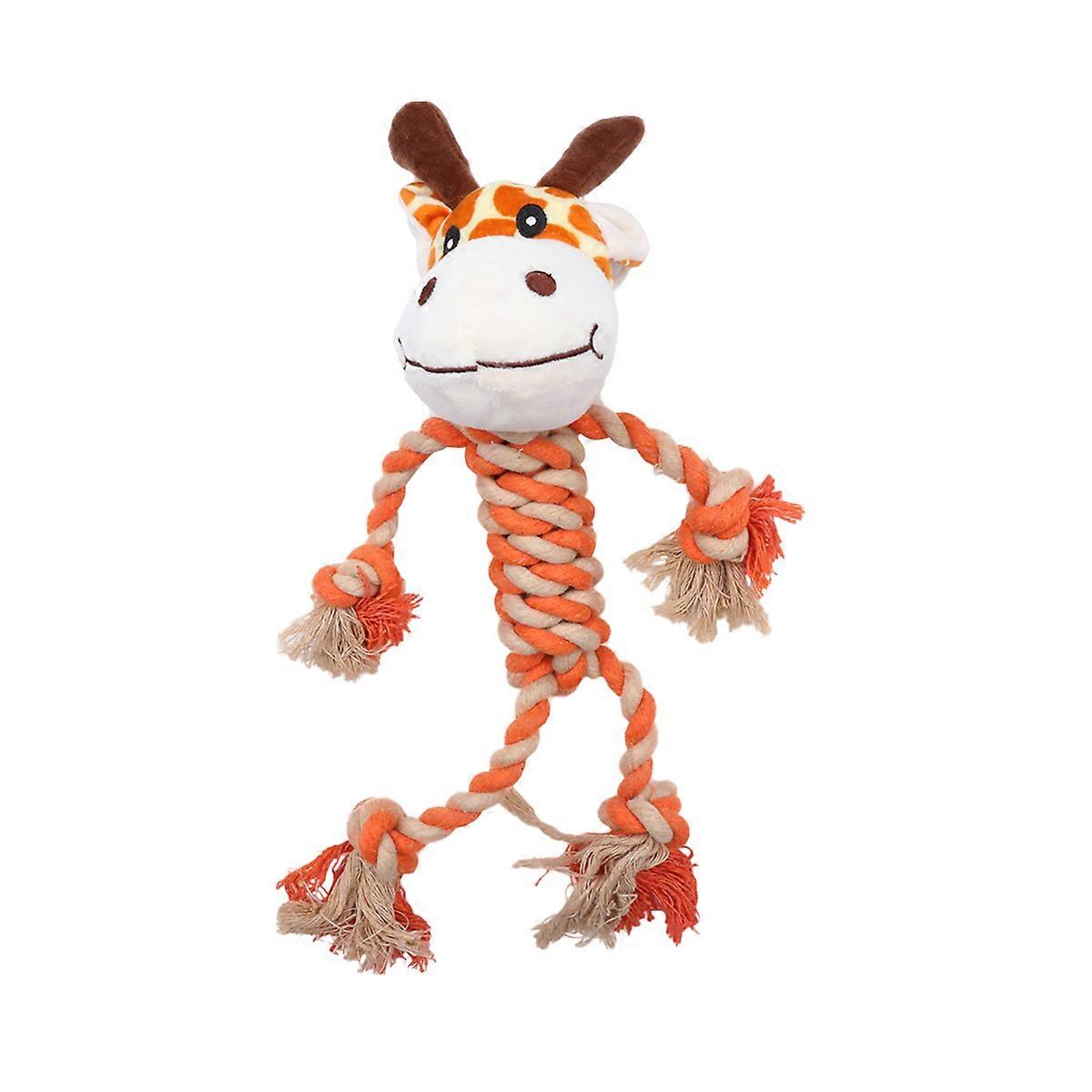 Plush Animal Toy Educational Cotton Rope Toy Giraffe Style Chewing Rope Toy for Pet Owners Distracting from Destructive Behavior 33x8x10cm 1Piece