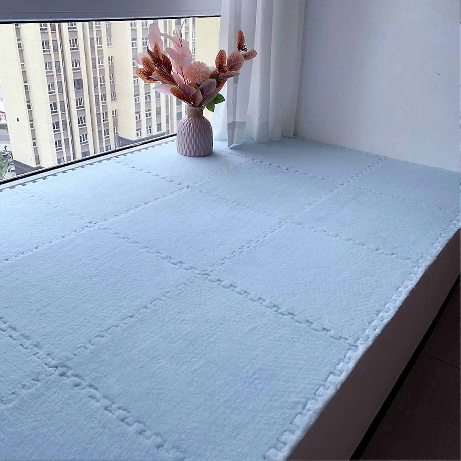 12 x 30.5 cm Plush Foam Interlocking Tiles – 1 cm Thick, 16 Pieces for Room Floors (Beige)