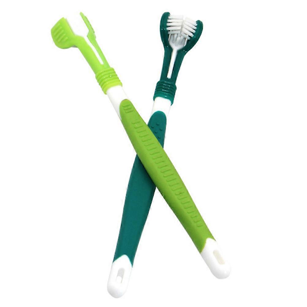 2pcs Triple Headed Pet Toothbrush for Dogs & Cats – Efficient Teeth Cleaning Brush for Gum Health and Bad Breath Care, Suitable for Puppies and Small