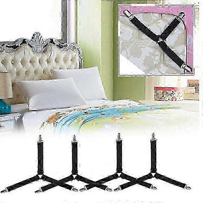 2-Pack Triangle Bed Sheet Straps Clips & Mattress Suspender Holder - Fasteners for Secure and Tidy Bedding