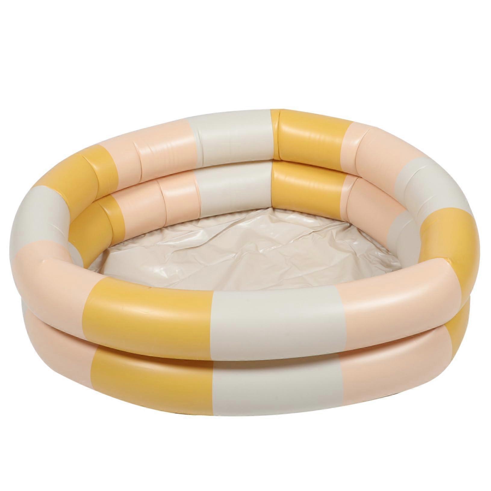 Inflatable Kids Pool Round Design For Indoor And Outdoor Use, Easy Setup, Yellow