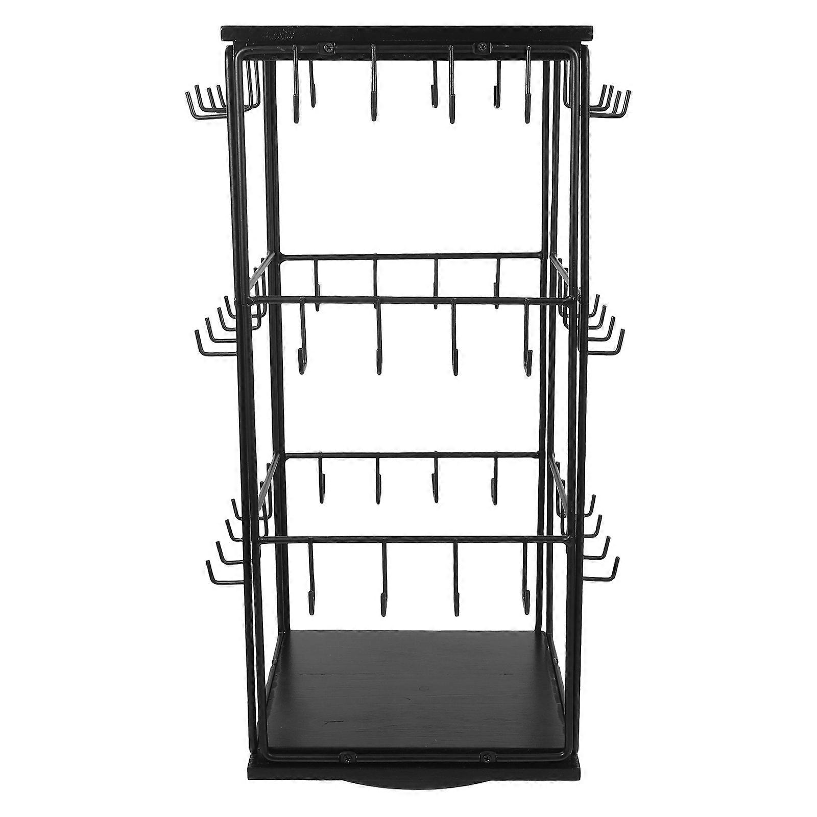 Jewelry Display Stand Rotating Wooden Organizer for Retail Display Space Saving 40.00X18.50X18.50CM 1Pcs
