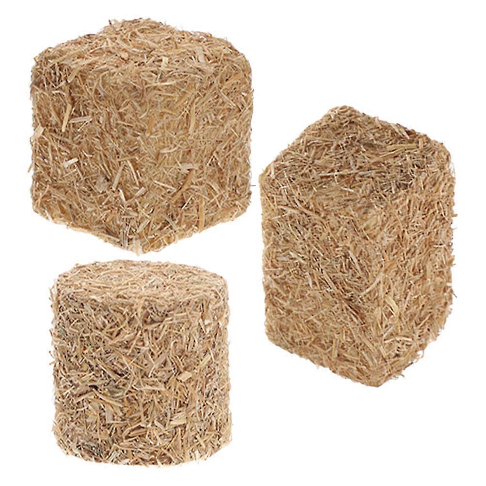 3pcs Mini Hay Bales for Fall Decor Halloween Decorative Mini Haystacks for Dollhouse Accessories