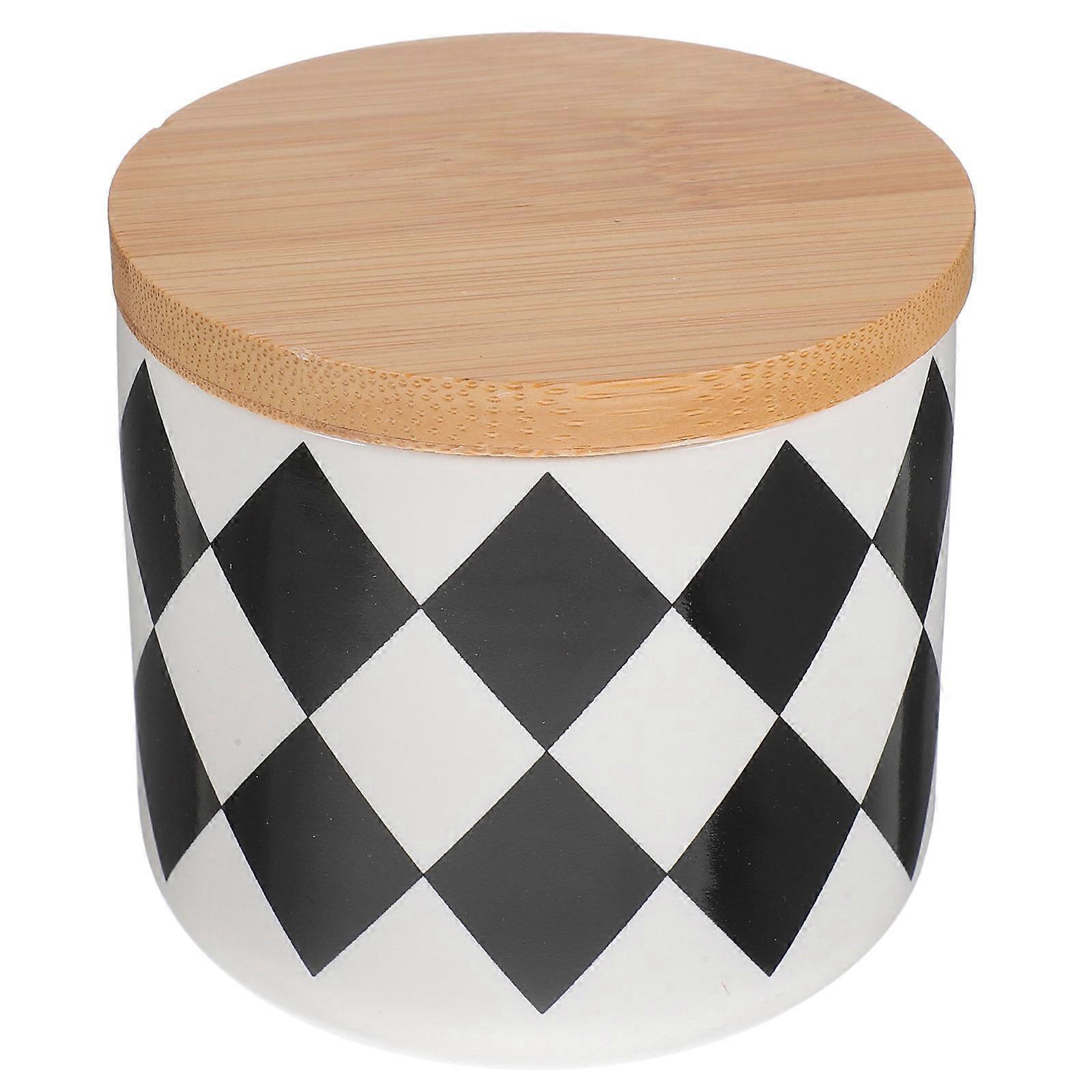 Ceramic Storage Containers with Wood Lid for Family and Friends 8.6X6CM Sealing 1Pcs
