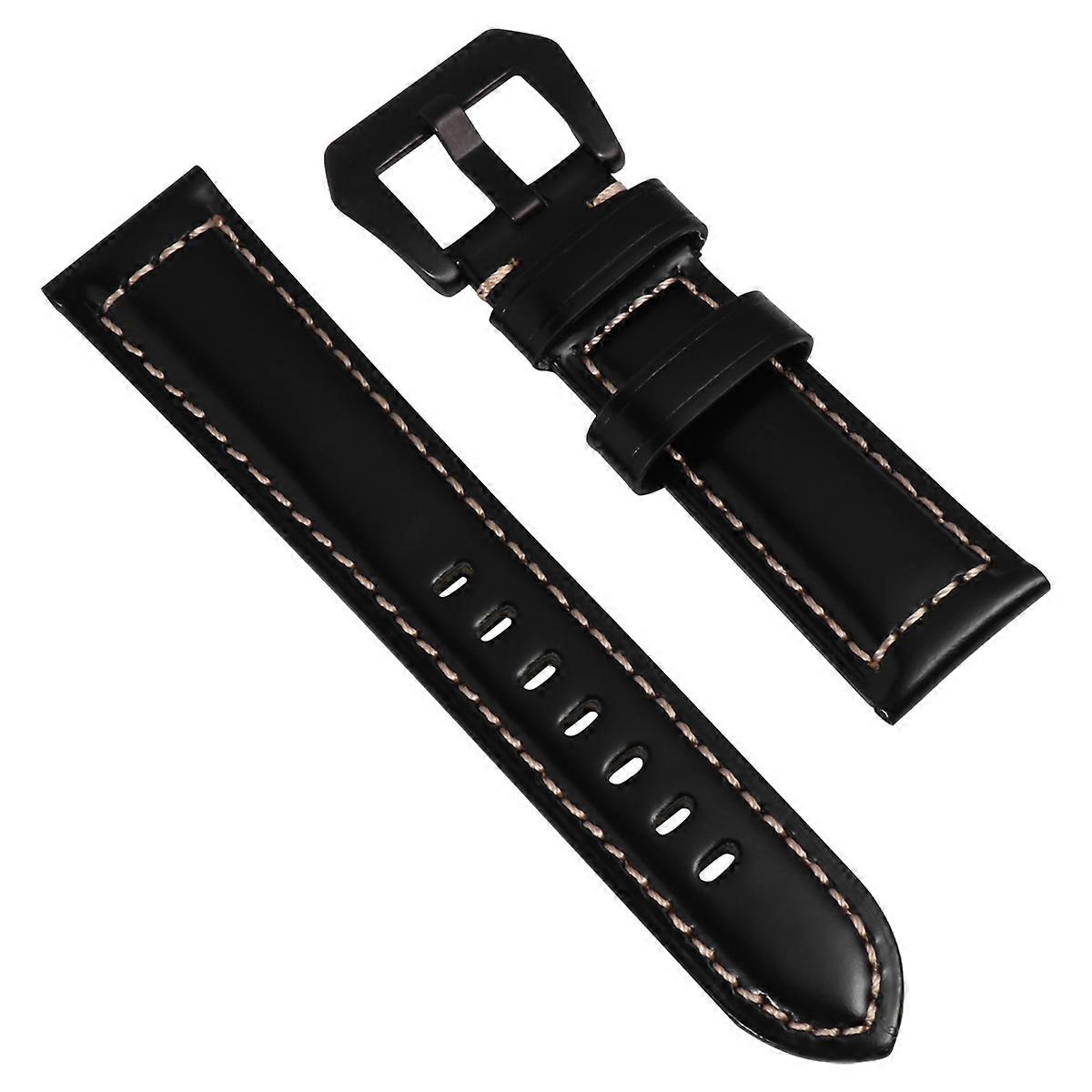 Durable Watch Bands for Men Made of PU Black Smooth and Comfortable 22mm