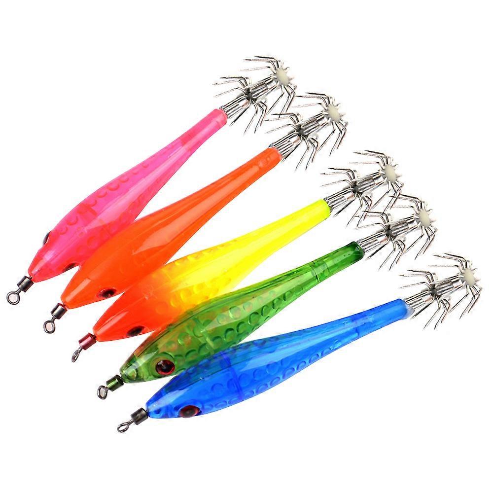 Night Glowing Fishing Hooks with Plastic Lures Ideal for Catching Squid Octopus in Fresh or Salt Water Assorted Color