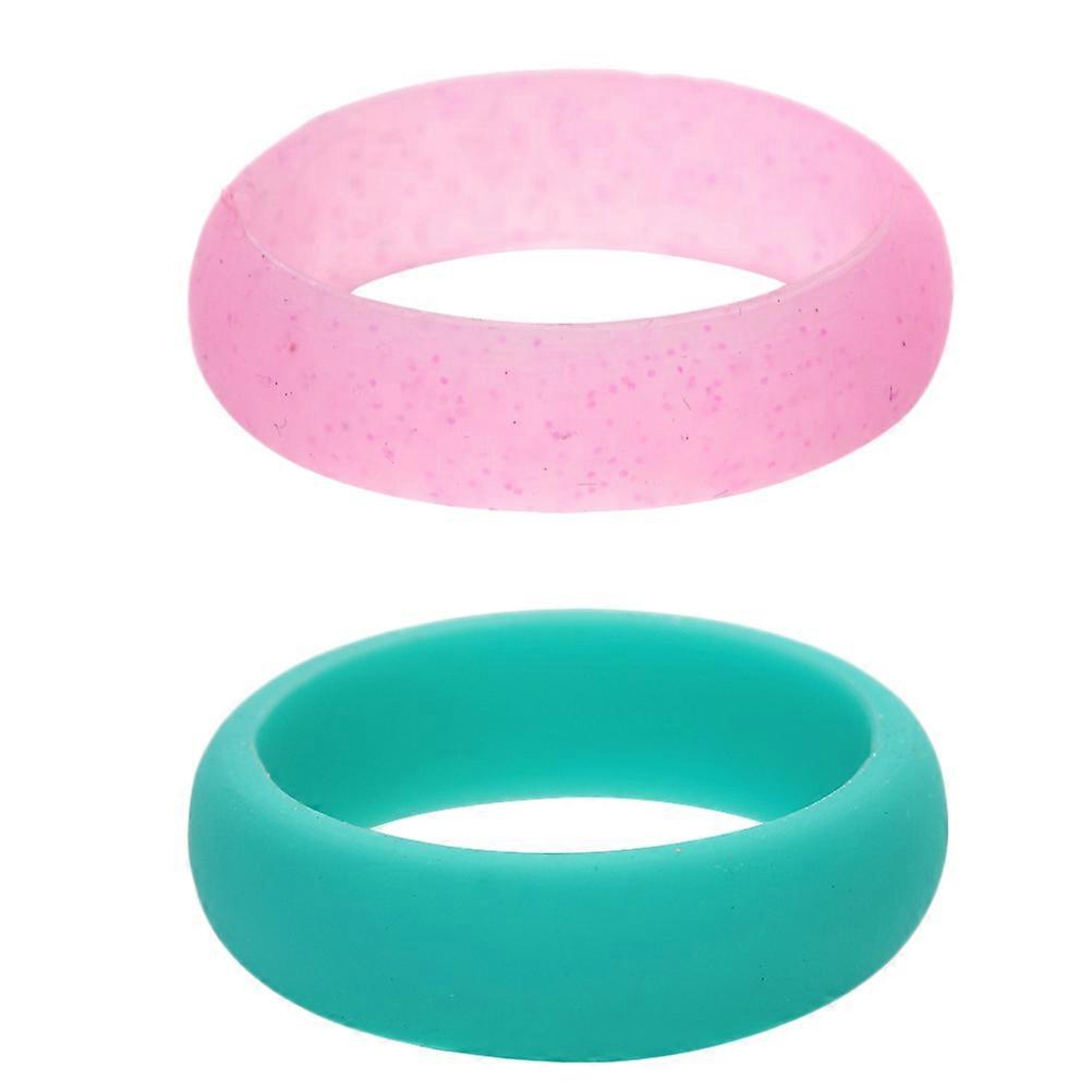 Silicone Rings Set 5pcs Glitter Powder Stretchy Finger Rings for Men and Women, Lightweight and Comfortable for Daily Wear, Unique Random Color