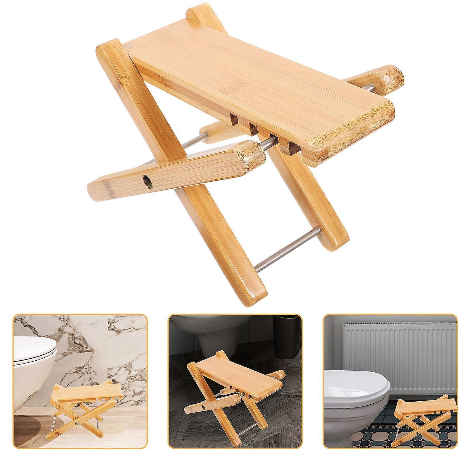 Folding Squatting Stool Thickened Toilet Squatting Stool Simple Design Family Use Bamboo 2Pcs