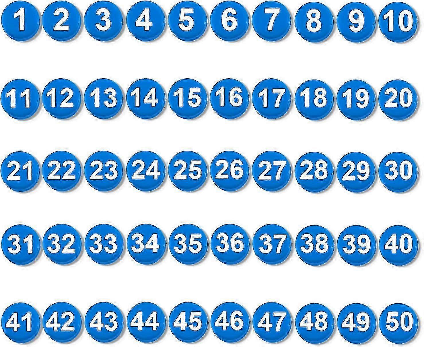 50pcs 1-50 Magnetic Numbers, 0.79 Inch Multi-Use Blue Number Magnets for hwy