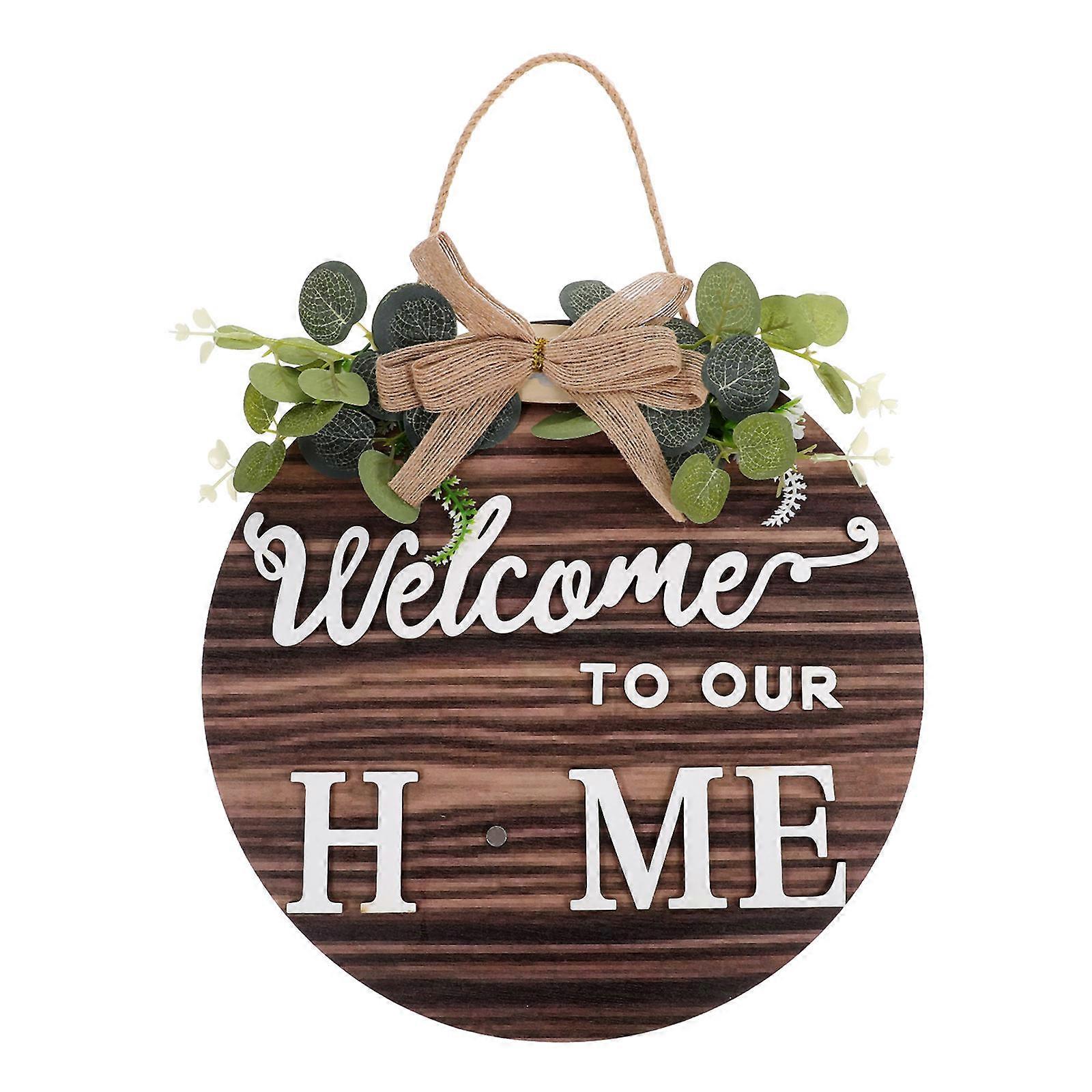 Brown Interchangeable Welcome Sign for Entryway Decor Crafted from Wood Cloth Plastic and Paper