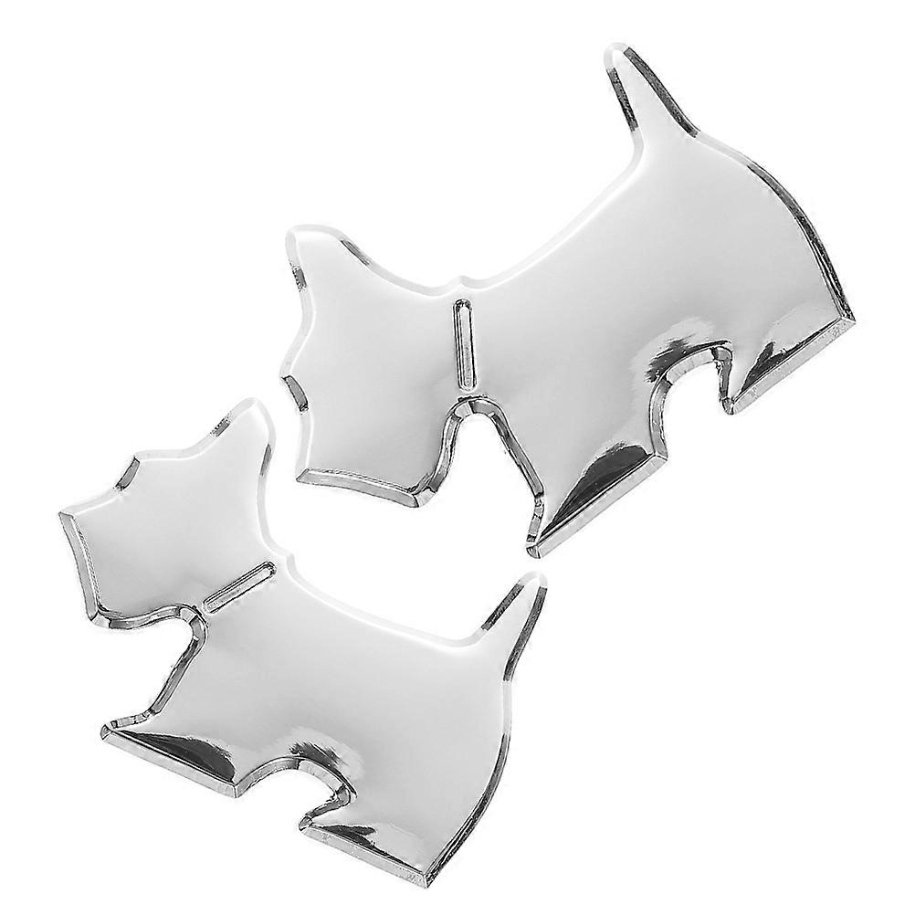 Creative 3D Dog Design car Stickers for Exterior Decor Durable Scratch Resistant Silver 2 pcs