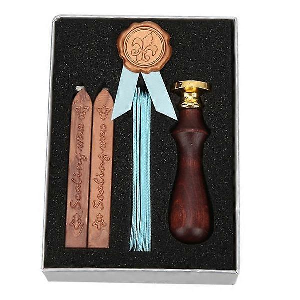 ワックスシールビンテージウッドワイドユースワックススタンプキット、文字アイリスをシールするための絶妙なボックス付き