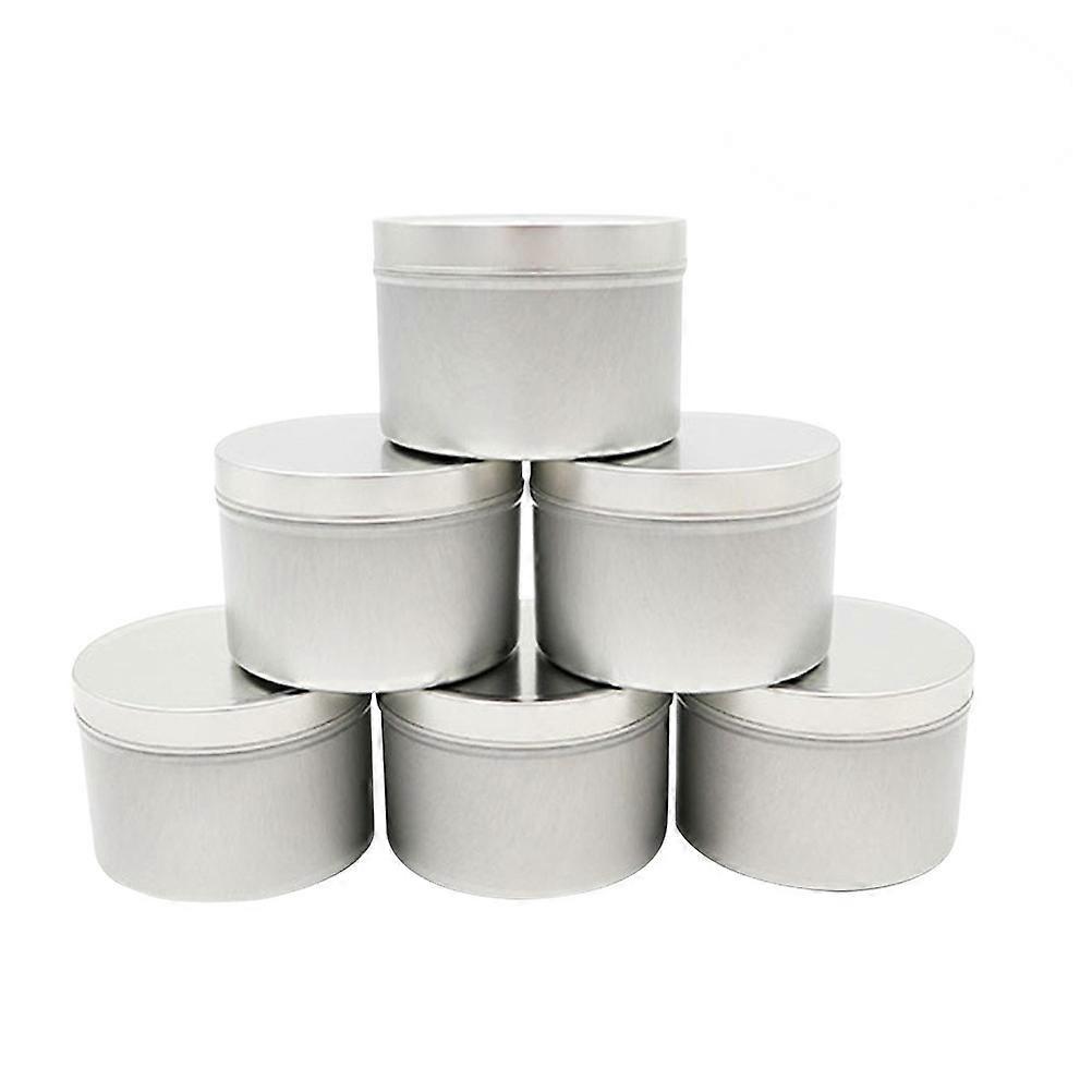 Round Silver Metal Tinplate Empty Container for Storing Teas Spices with Smooth Edges 8 Ounces