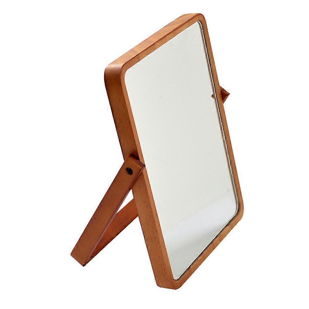 Light Brown Fashion Makeup Mirror with Timber and Glass for Home Use and Durable 7.5 Inches