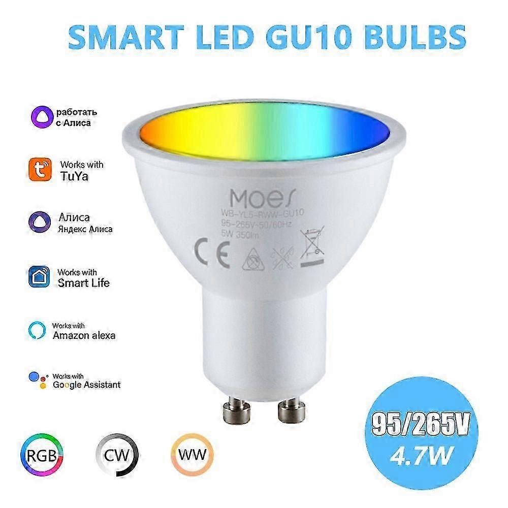Tuya WiFi Smart LED GU10 Lampen RGBW C W Weiß 5W Dimmbare Lampen Smart Life/Tuya Fernbedienung GU10 Lampen Arbeiten mit Alexa Google