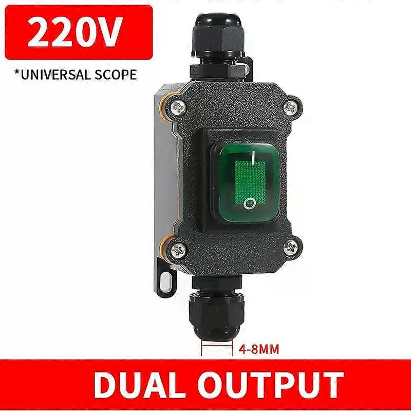 Outdoor On/Off Waterproof IP67 Junction Box Inline Power Cord 110V-220V 12V-24V Marine Rocker Switch 20A High Current Connetor