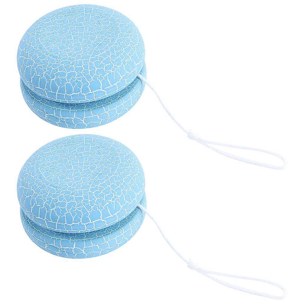 Wooden Thread Outdoor Balls for Kids Playing Blue Color 2Pcs Small Size