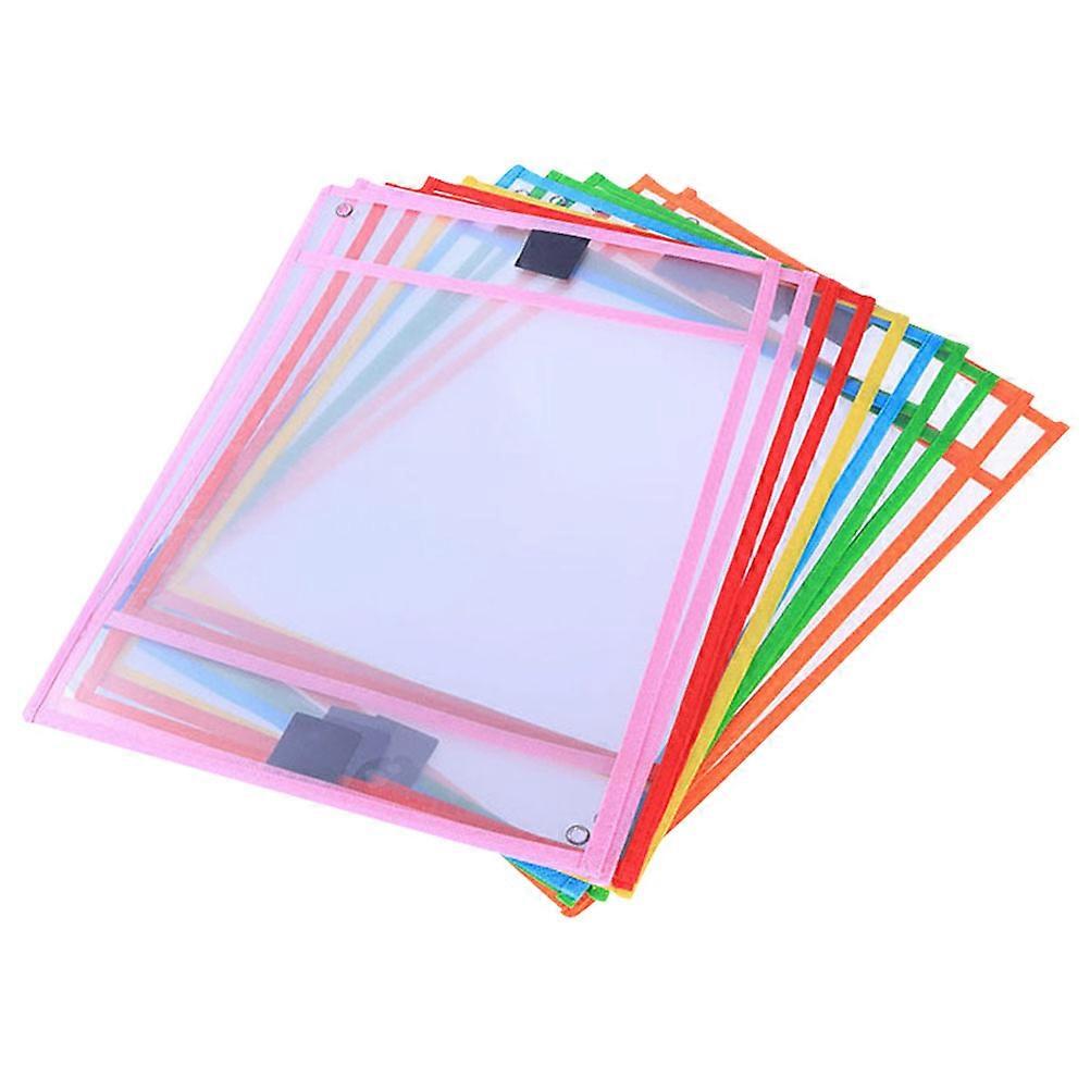 8pcs Reusable Dry Erase Sleeves for Office School Use Easy Clean File Pockets for Worksheets Templates