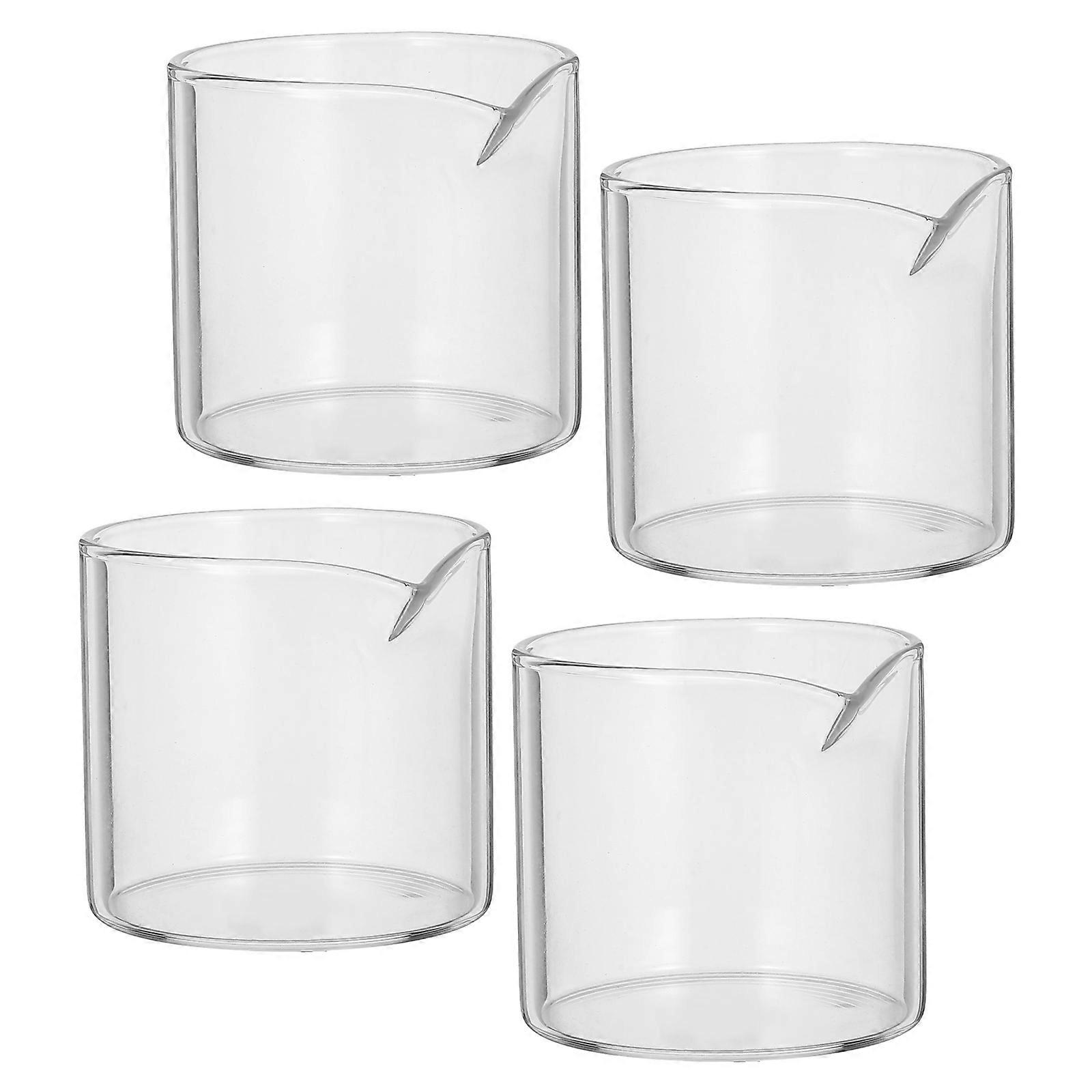 Transparent Glass Coffee Milk Pitcher for Home Use with Comfortable Grip and Guide Port Design 4pcs