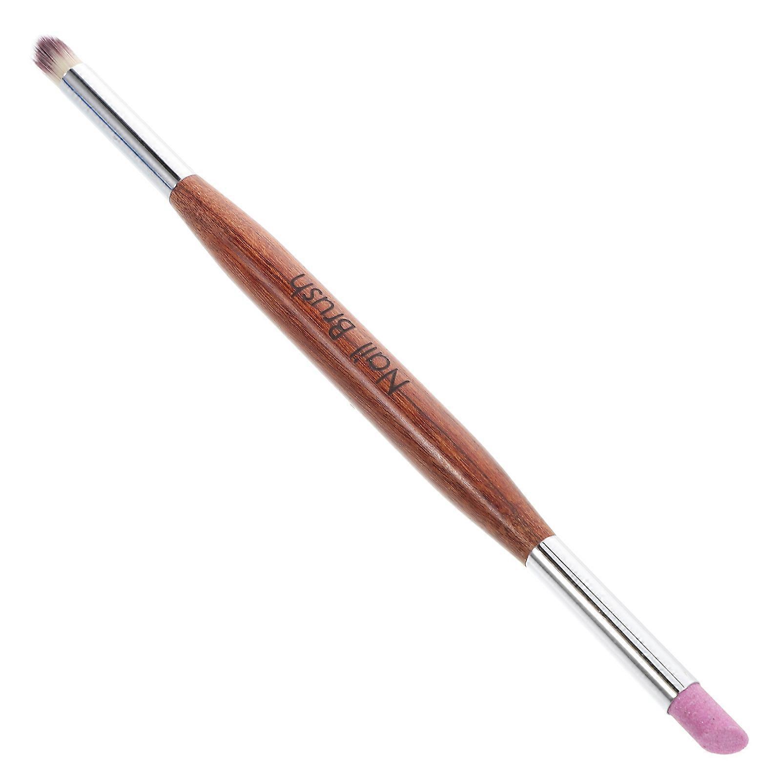 Durable Dualhead Nail Art Brush for Professional Use with Wood and Fiber Wool Multi Function 3.5in
