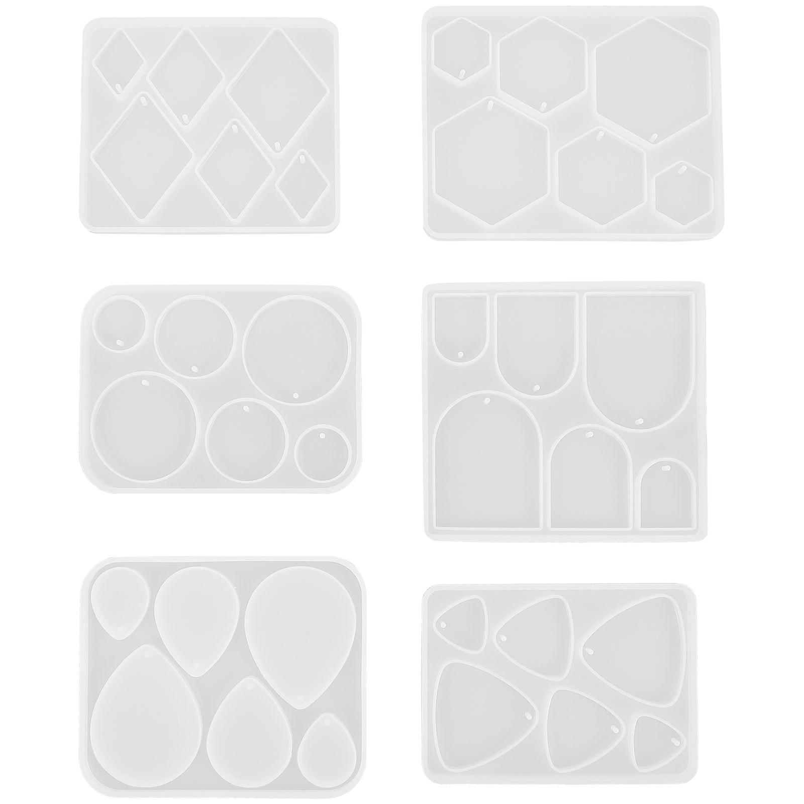 6pcs Silicone Earring Molds for DIY Jewelry Pendant Casting – Reusable, Non Stick Polyhedral Charm Molds for Handmade Crafting