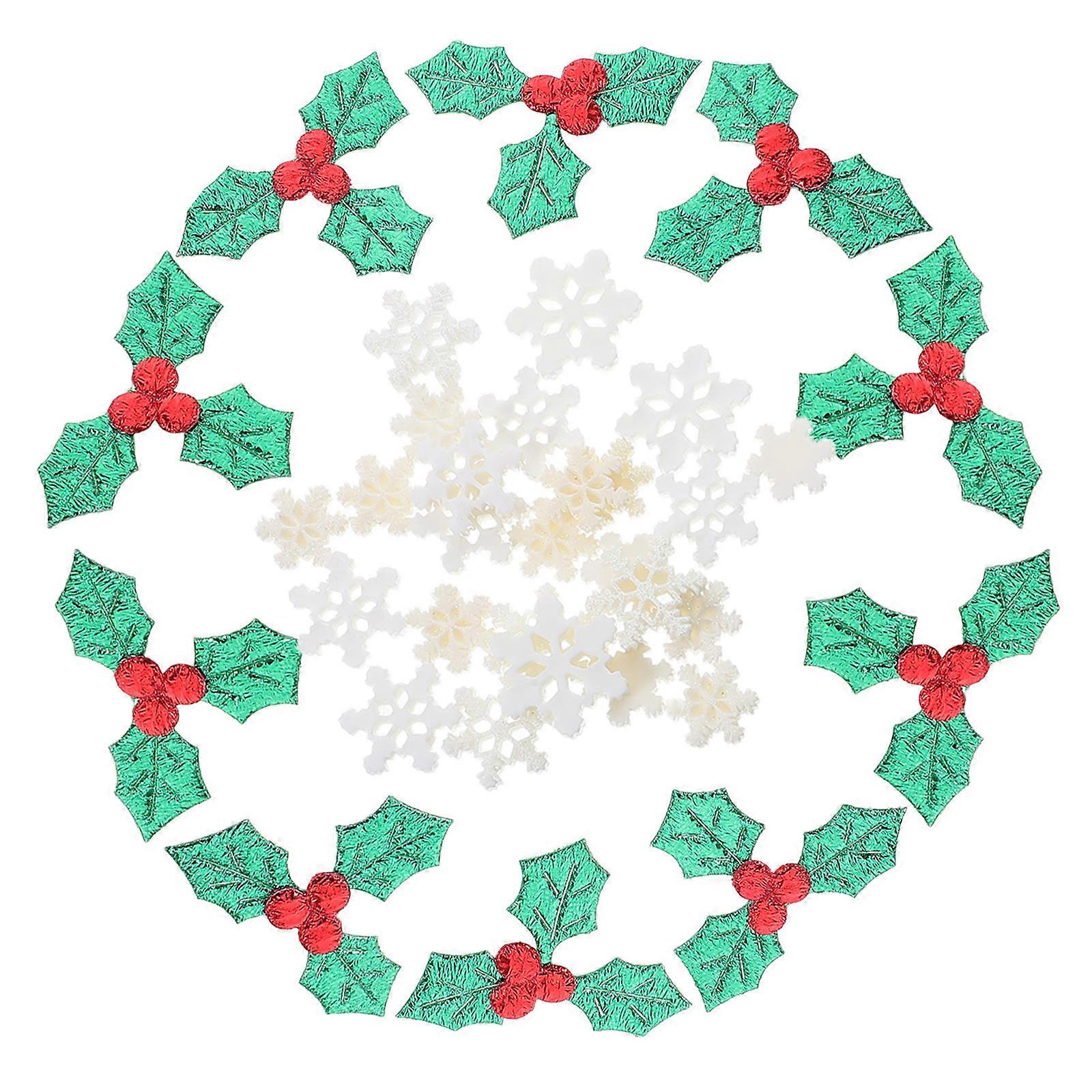 Wreath Decorations Supplies Artificial Holly Berry With Green Leaves Confetti Christmas Hanging Ornament Diy Enthusiasts White 1Pack