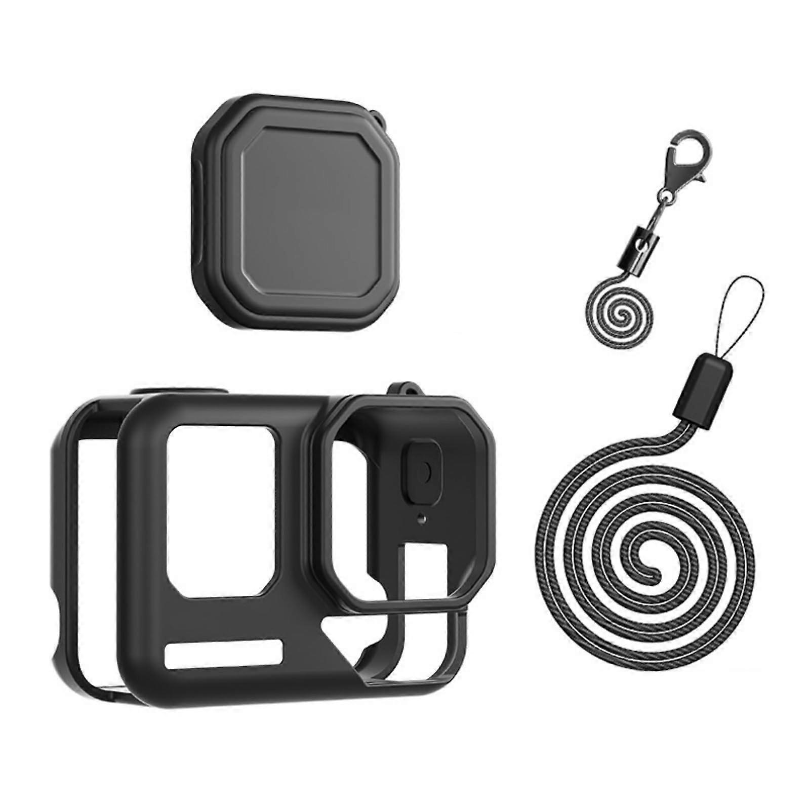 Silicone protective case and lens covers with lanyard for AcePro2 action camera, fullbody and lens protection, color: Black Ref: 9691