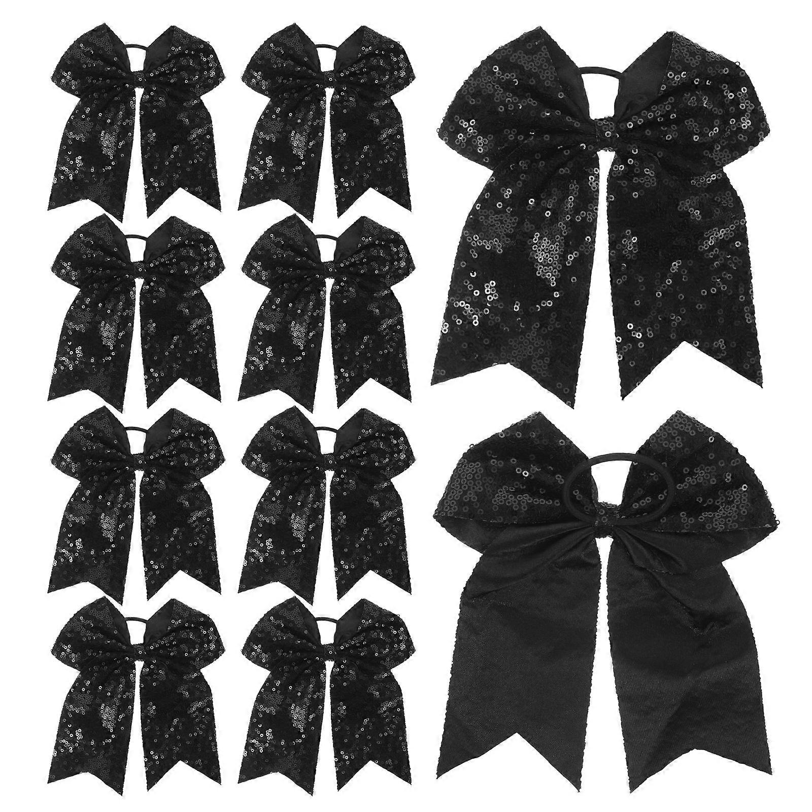 Black Cheer Bows Hair Ropes for Girls Made of Cloth Durable and Elegant Suitable for All Hairstyles