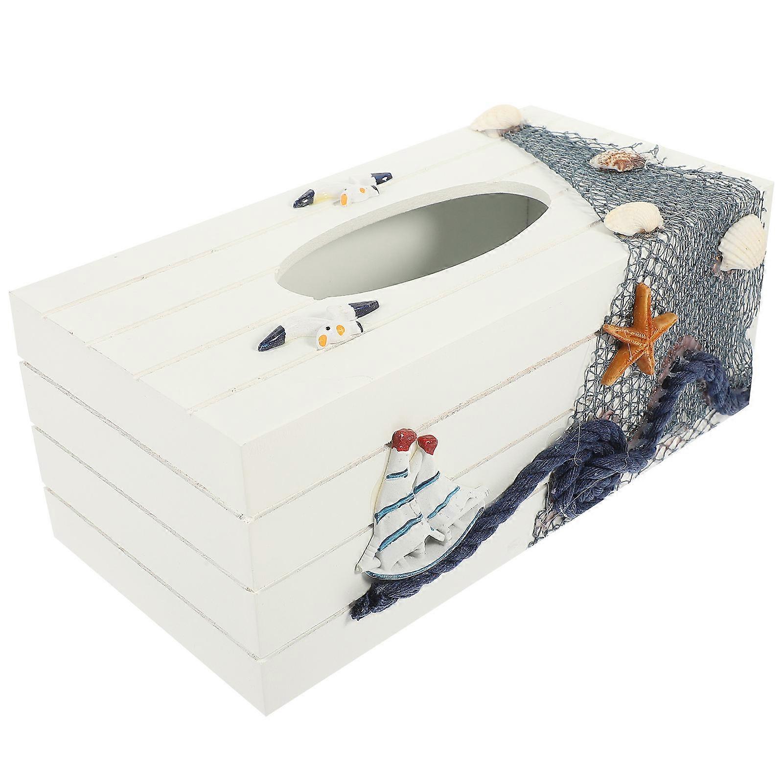 Facial Tissue Holder Mediterranean Style Office Desk Compact Size 1Set