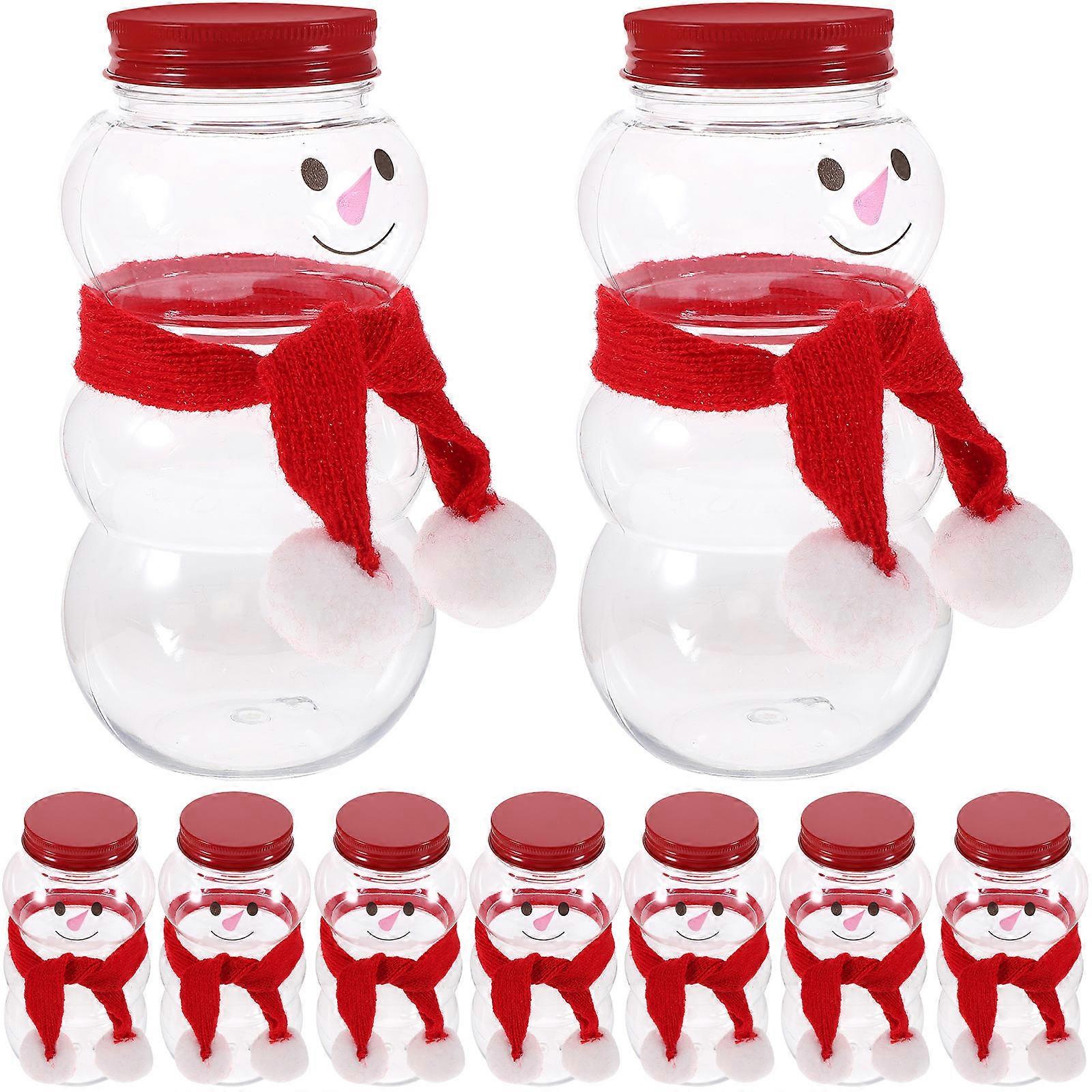 Christmas Snowman Shape Juice Bottles 10 Sets For Cafe Use Featuring Non-Spill Lid Made From Safe PET Material