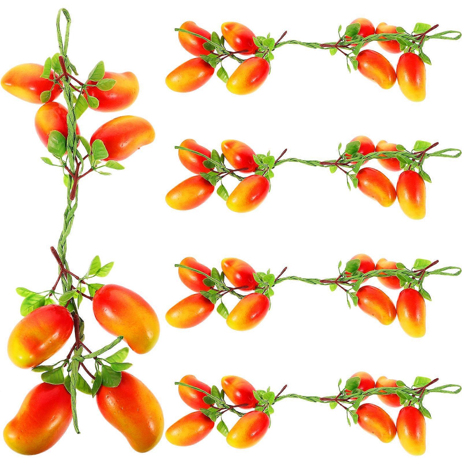 Faux Mango Garland Decor for Hanging Realistic Artificial Orange Fruit Strings Versatile Home Decor 5pcs