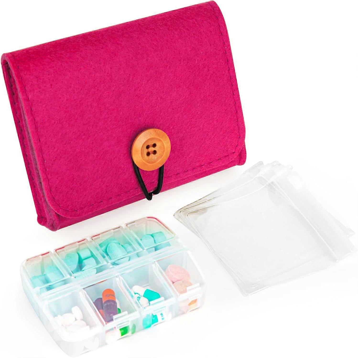 1pc Mini Travel Pill Box 7 Days Portable Waterproof Medicine Storage Pink