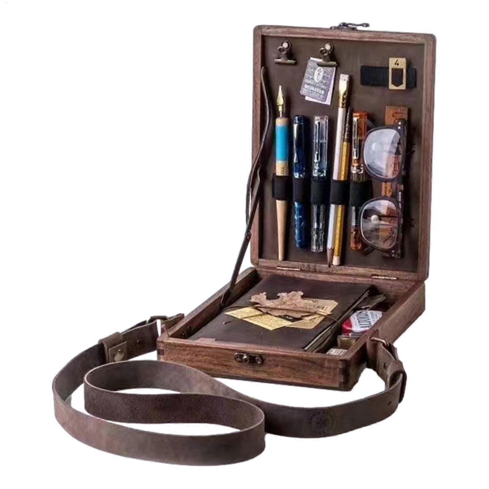 Portable Writing Box, Author's Storage Box Retro Large Capacity Art Container