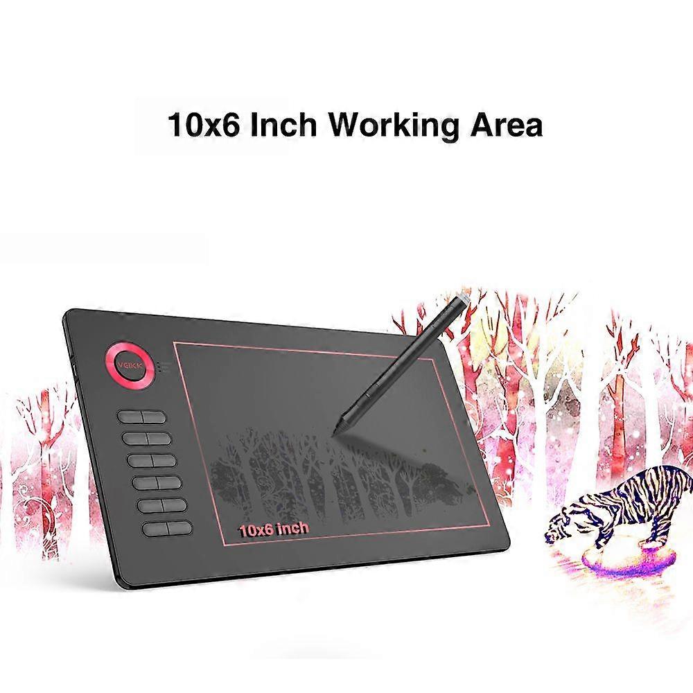 VEIKK Drawing Tablet A15 Graphic Tablet 10x6 inches Digital Drawing Tablet with 8192 Induction Levels 5080 LPI Blue Button