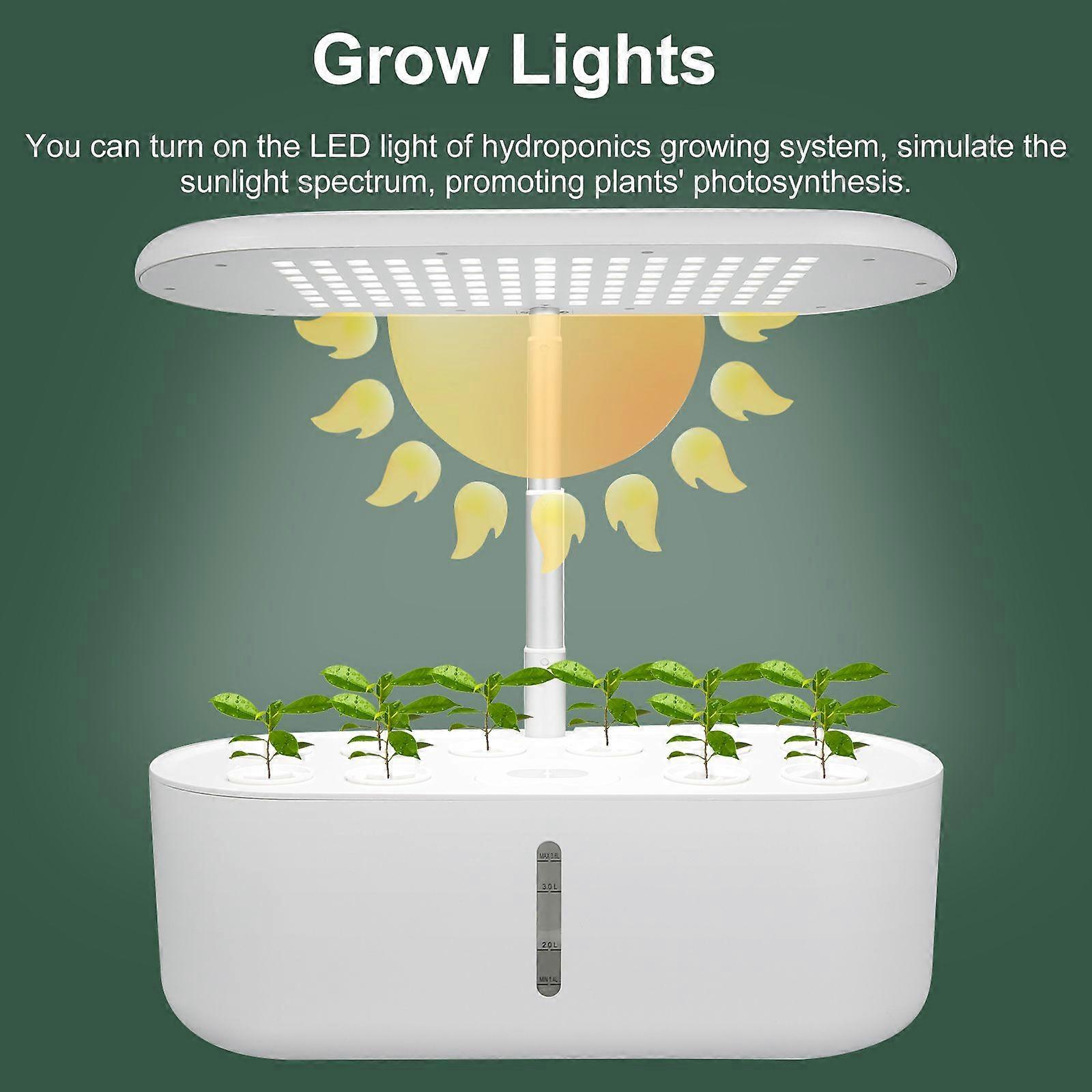 10 Pods Hydroponic Growing System Indoor Garden with LED Plant Grow Light Pump System Seed Pod Kit Grow Sponges Grow Baskets AB Nutrient Solution